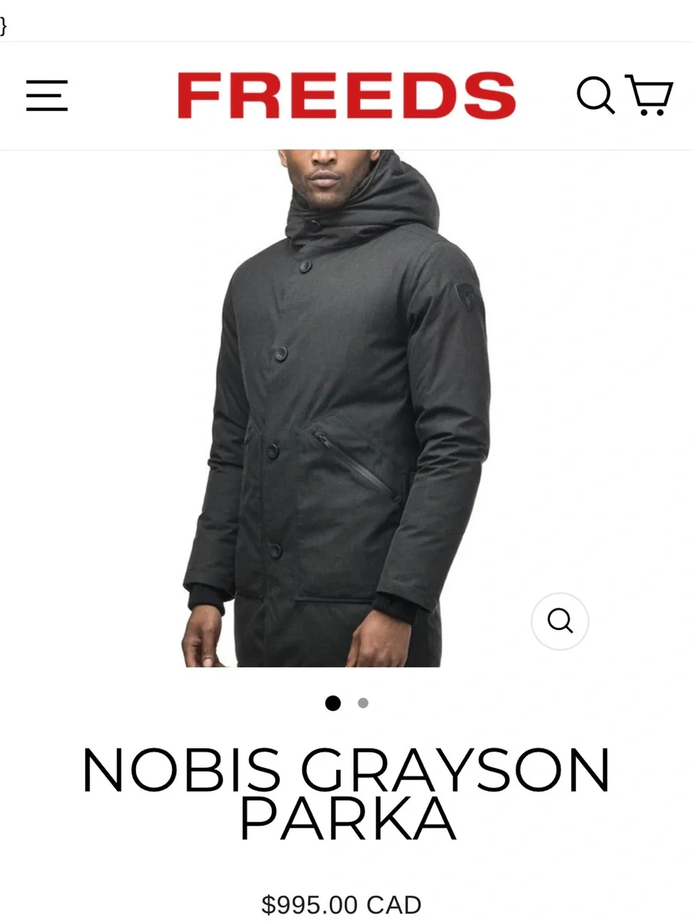 NOBIS GRAYSON PARKA grey men’s size small EUC
